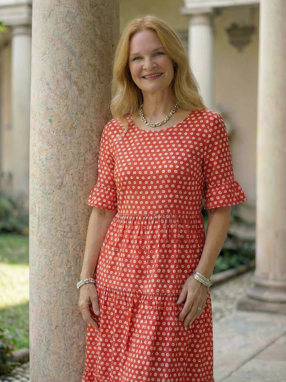 Arlo | Polka Dot Tiered Midi Dress Short Sleeve - view 8