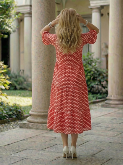 Arlo | Polka Dot Tiered Midi Dress Short Sleeve - view 10