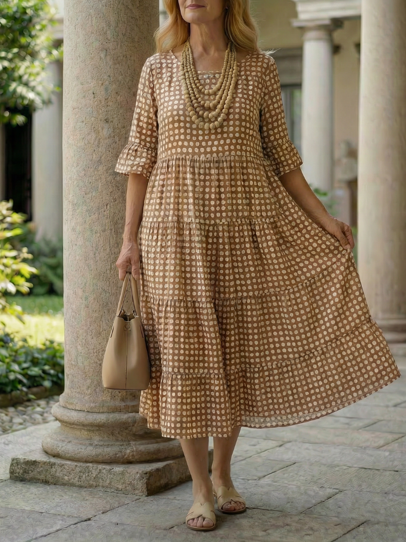 Arlo | Polka Dot Tiered Midi Dress Short Sleeve - view 2