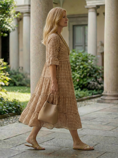 Arlo | Polka Dot Tiered Midi Dress Short Sleeve - view 3