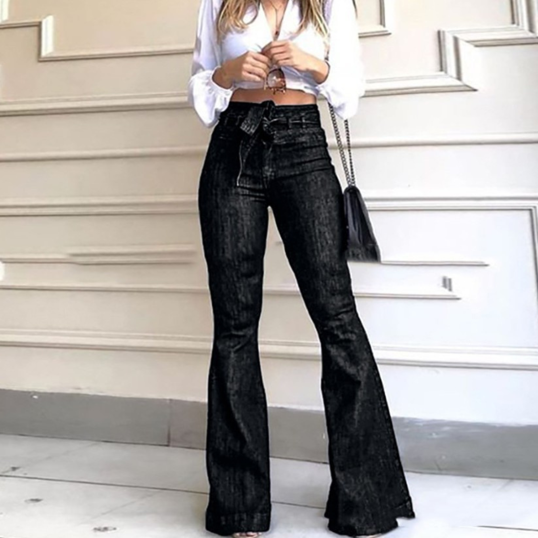 Kyra | Vintage Wide Leg Lace-Up Flared Pants - view 2