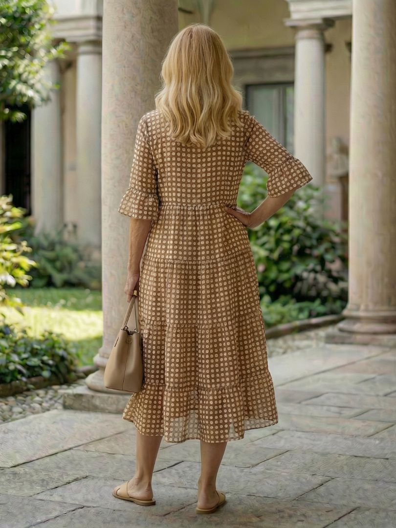 Arlo | Polka Dot Tiered Midi Dress Short Sleeve - view 4