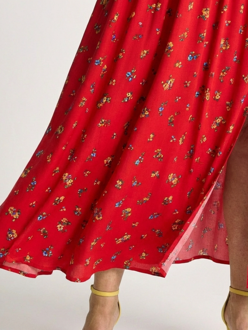 Delphine | Square Neck Floral Puff Sleeve Midi Dress - view 3