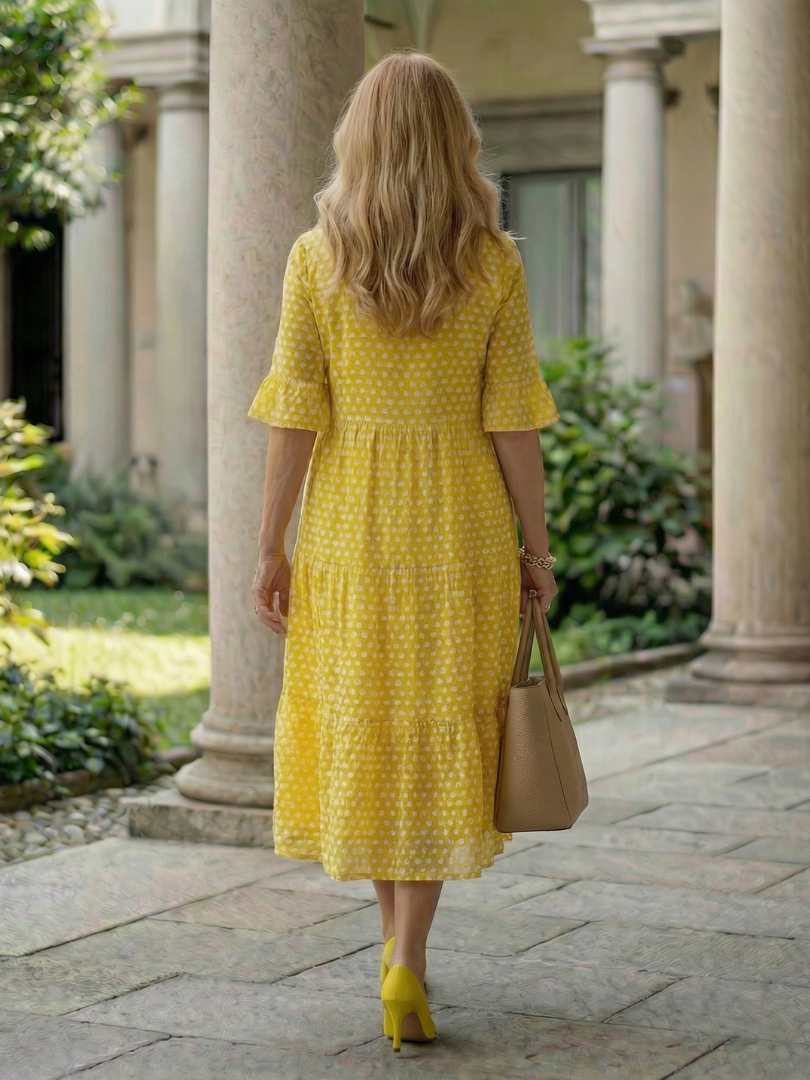 Arlo | Polka Dot Tiered Midi Dress Short Sleeve - view 7