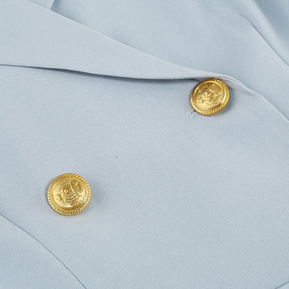 Cape Blazer Mini Dress with Belt and Gold Button Detail - view 18