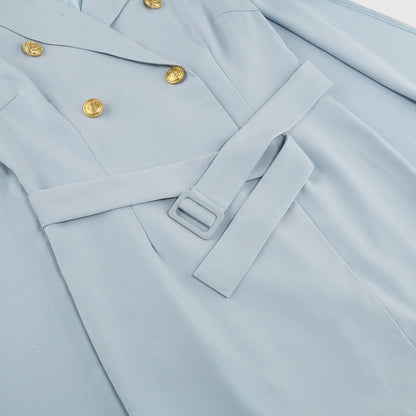 Cape Blazer Mini Dress with Belt and Gold Button Detail - view 19