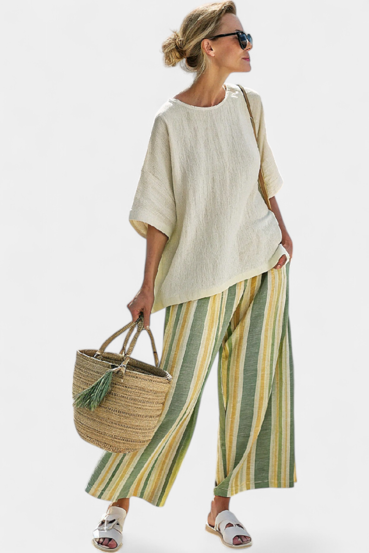 Ellowyn | Top & Striped Linen Pants