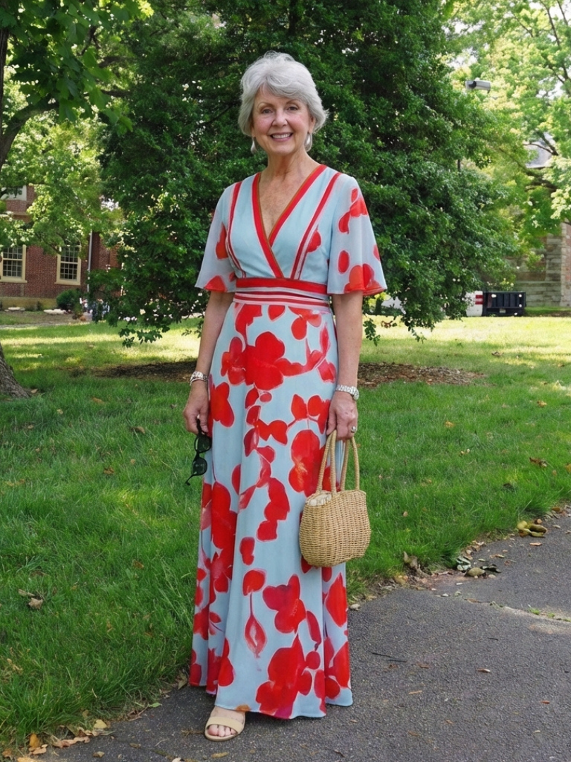 Corinne | V Neck Short Sleeve Floral Maxi Dress - view 6