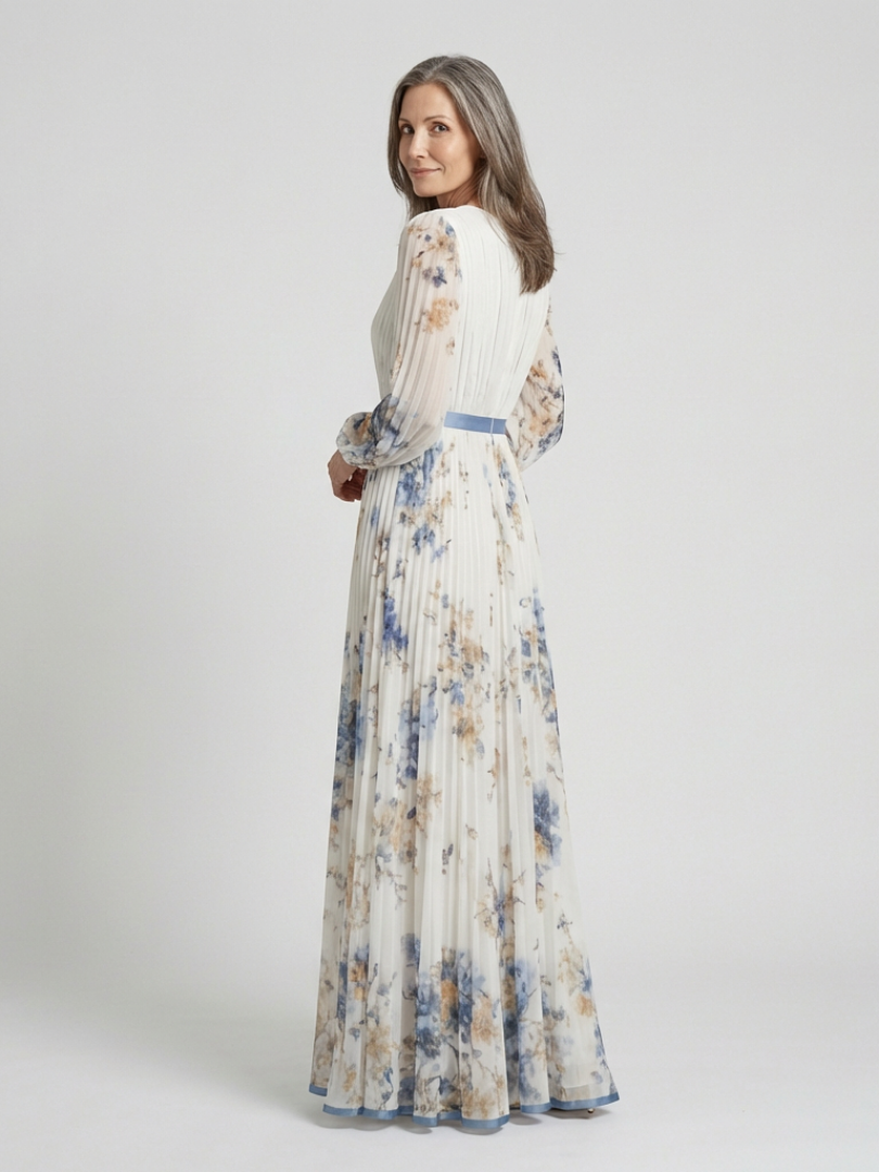Lavinia | Long Sleeve V Neck Floral Maxi Dress - view 2
