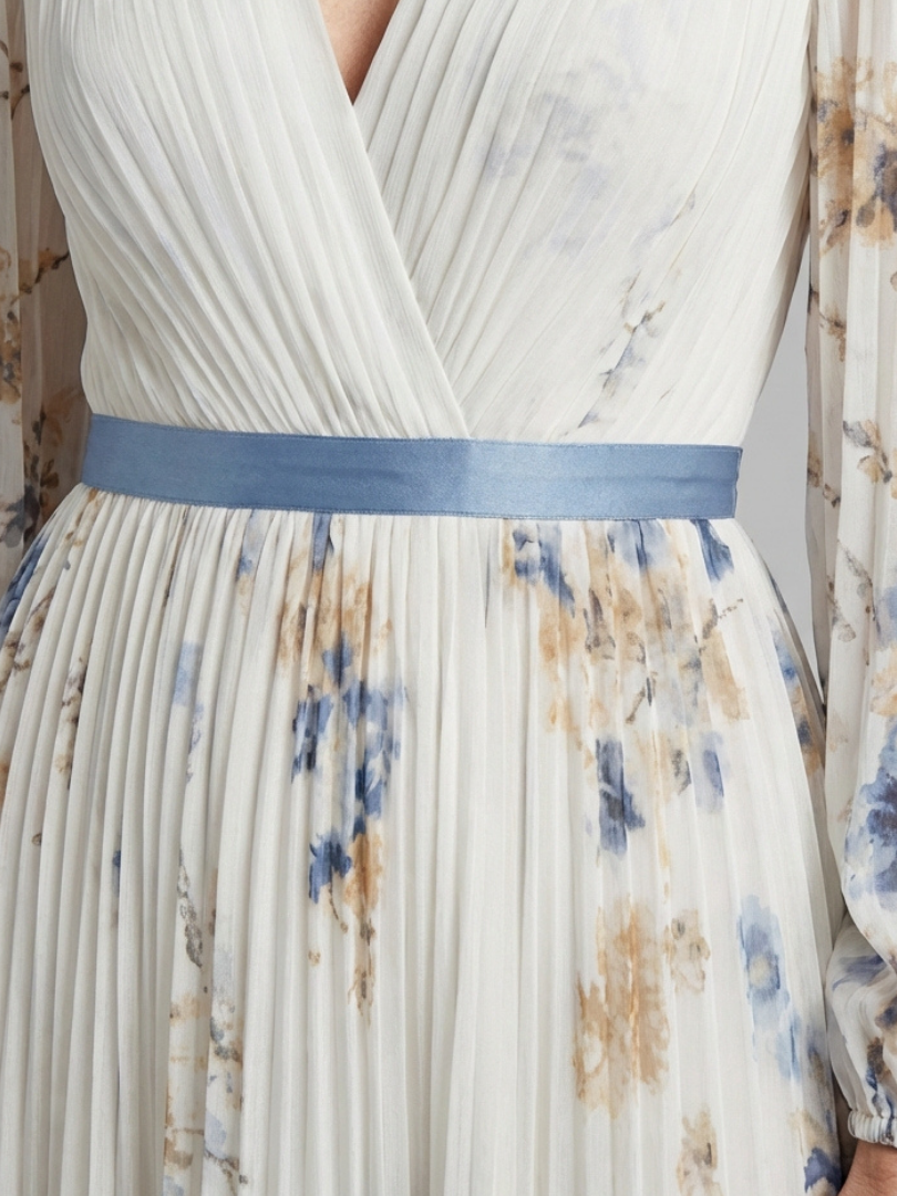 Lavinia | Long Sleeve V Neck Floral Maxi Dress - view 3